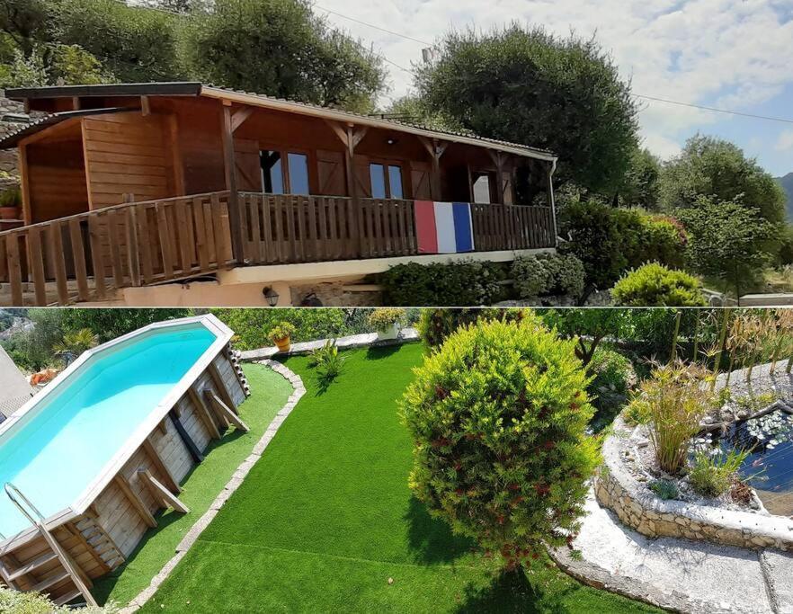 Le Chalet De La Pierreraie Cote D'Azur Piscine Terrasse Et Vue Mer Drap Exteriör bild