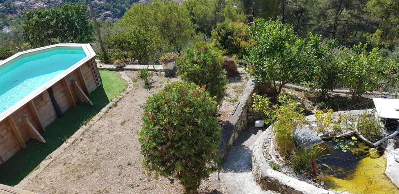 Le Chalet De La Pierreraie Cote D'Azur Piscine Terrasse Et Vue Mer Drap Exteriör bild